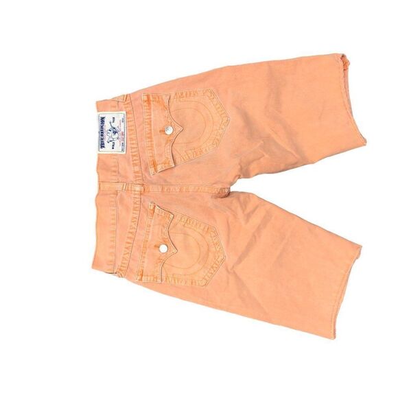 True Religion Jeans Size 32 STRAIGHT CUT OFF Orange - Picture 4 of 9